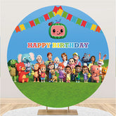 Lofaris Colorful Flags And Big Family Round Birthday Backdrop